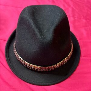 Bailey of Hollywood Renegade Fedora Black Wool Felt Cowboy Hat Metal Stud Band
